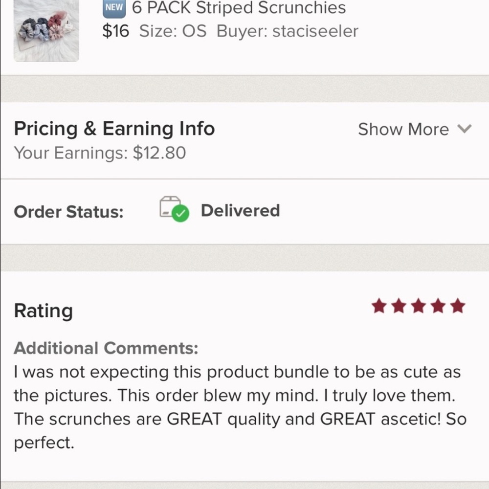 (5 🌟) 🆕 6 PACK Striped Scrunchies - Picture 6 of 8